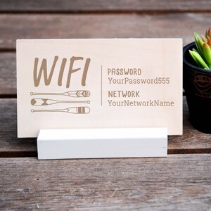 Personalized Lake House WiFi Sign: Oars Design, Custom Network Password