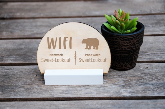 Signs Home & Living Personalized Wifi Network Sign for Guests Boho Wood ...