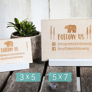 Wood Social Media Sign: Bear Design, Custom Business Sign