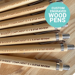 Stylo gravé en bambou Stylo en bois gravé personnalisé Stylo pour livre d'or Airbnb Stylo pour livre d'or Airbnb Style stylo à clip en métal Accessoire de bureau Demande d'examen