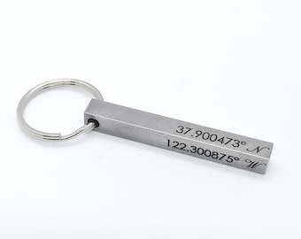 Personalized Coordinates Keychain - Personalized Bar Keychain - Custom Boyfriend Gift
