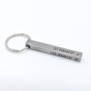 Personalized Coordinates Keychain Personalized Bar Keychain Custom Boyfriend Gift image 1