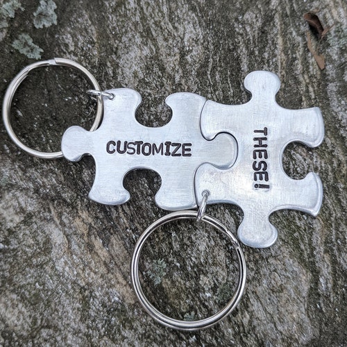 Personalized Puzzle Pieces Keychain Custom Puzzle Pieces Etsy
