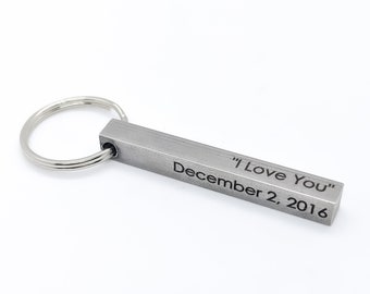 Personalized Keychain - Custom Bar Keychain - Engraved Personalized Gift - Custom Engraved Steel Keychain