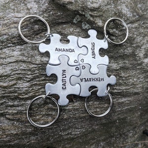 Personalized Friend Group Puzzle Piece Keychains