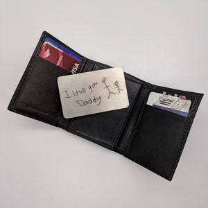 Personalized Wallet Card Handwriting Metal Wallet Card Custom Handwriting Gift for Dad Personalized Engraved Wallet Card image 9
