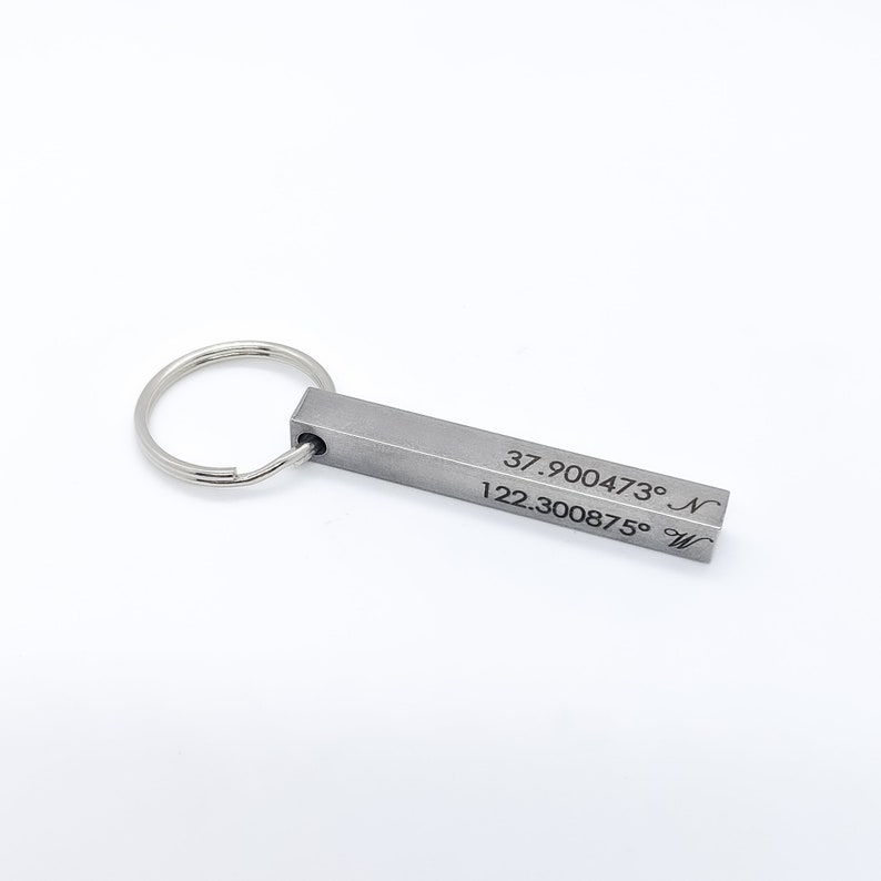 Personalized Coordinates Keychain Personalized Bar Keychain Custom Boyfriend Gift image 1