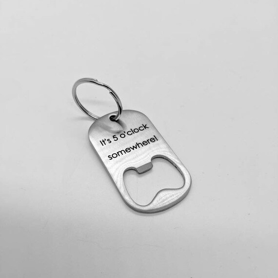 KEY RING BOTTLE OPENER STAINLESS STEEL PERSONALISED ENGRAVING FATHERS DAY GIFT