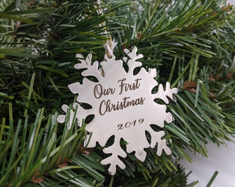 Personalized Christmas Snowflake Ornament | Custom Christmas Star Ornament | Personalized Metal Christmas Ornament