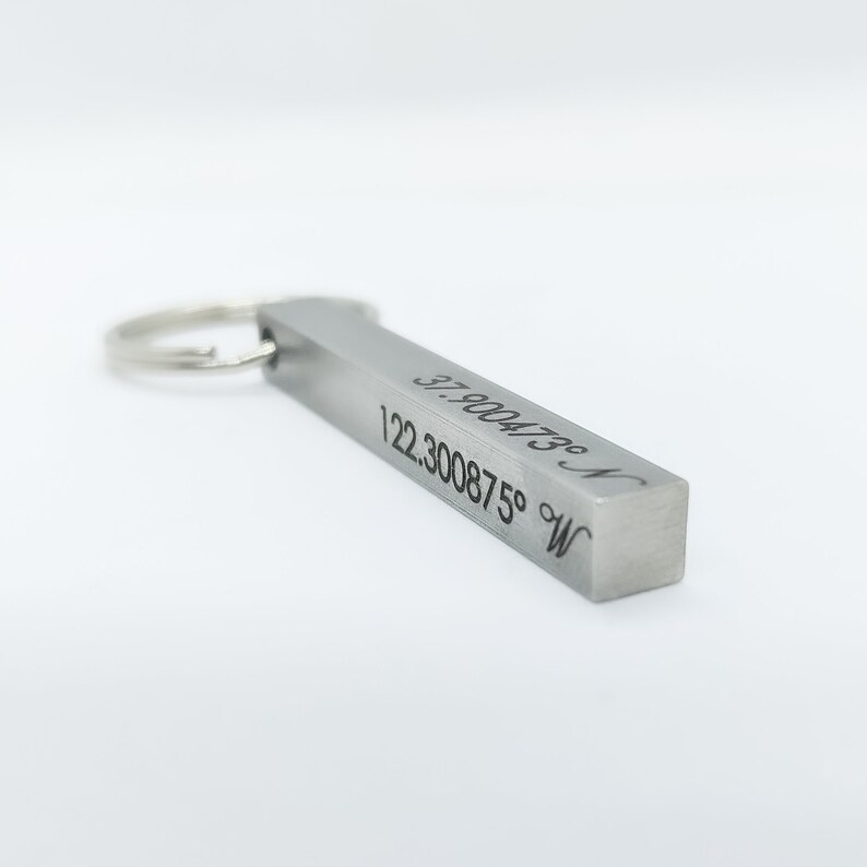 Personalized Coordinates Keychain Personalized Bar Keychain Custom Boyfriend Gift image 5