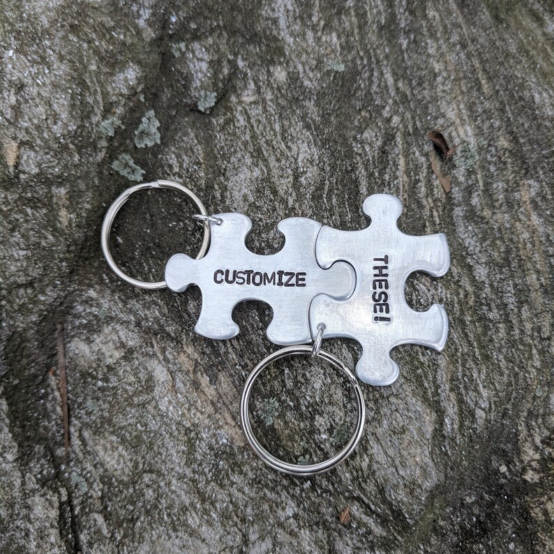 Personalized Puzzle Pieces Keychain Custom Puzzle Pieces Etsy