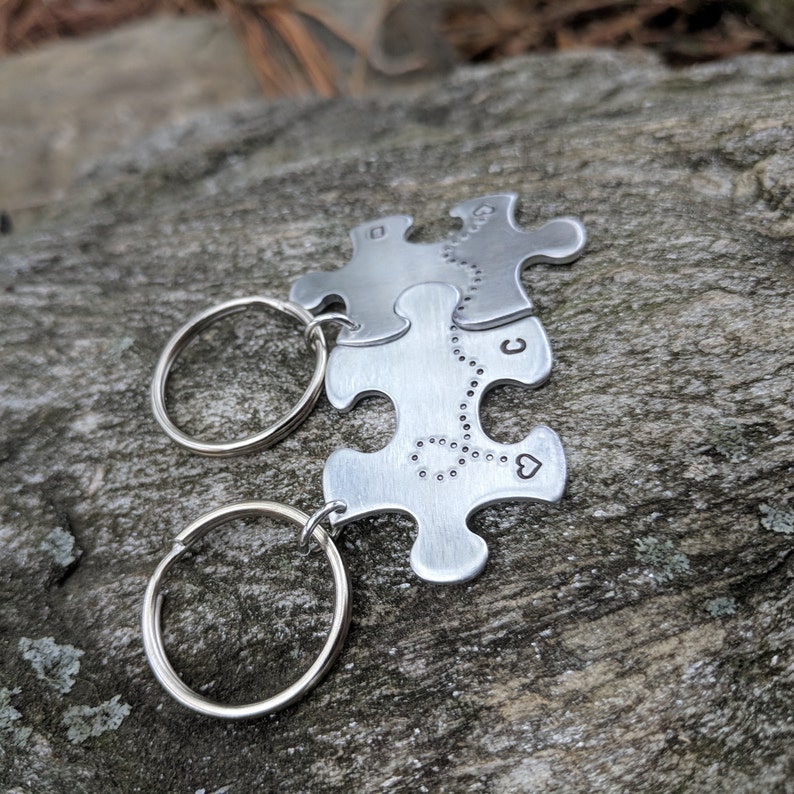 Personalized Gift Custom Puzzle Pieces Keychain Couples Etsy