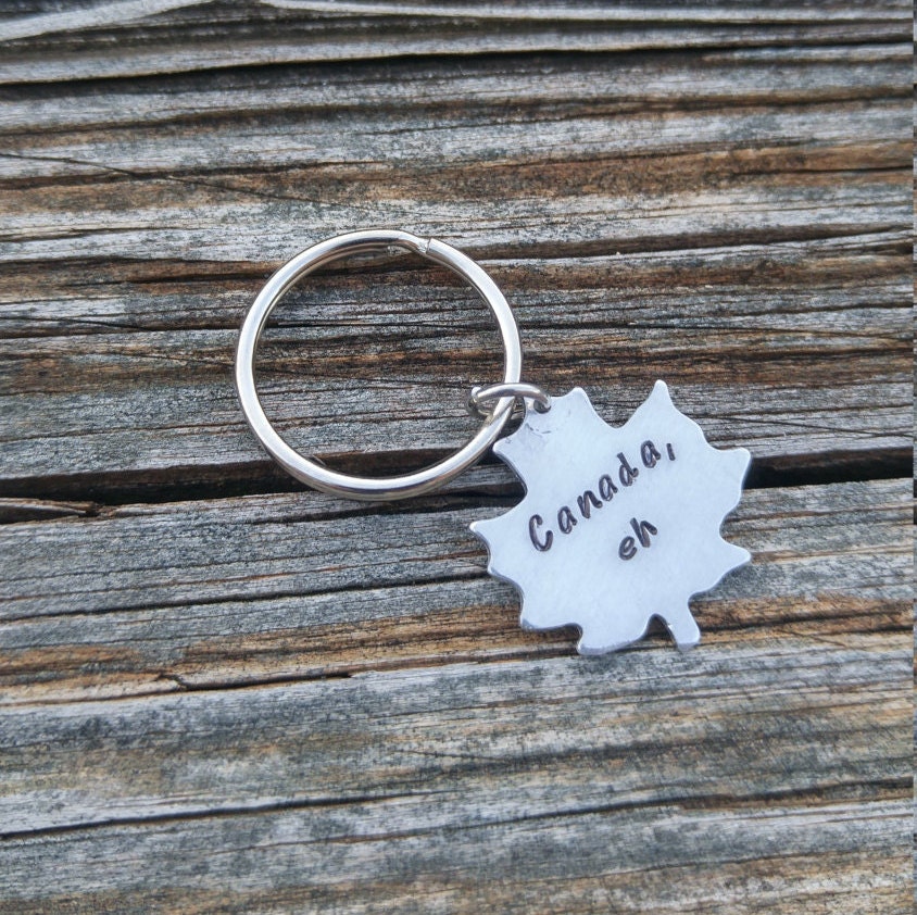 Personalized Canada Keychain Custom Maple Leaf Keychain Etsy