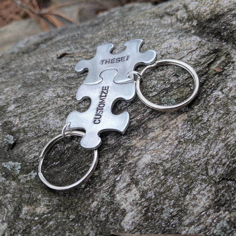 Personalized Puzzle Pieces Keychain Custom Puzzle Pieces Etsy