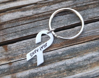 Personalized Awareness Ribbon Keychain | Cancer Ribbon Keychain | Cancer Survivor Keychain | Custom Awareness Ribbon