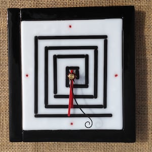 Fused glass spiral wall clock