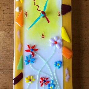 Rustic Floral fused glass wall clock