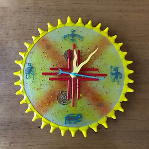New Mexico Sun Fused Glass Wall Clock