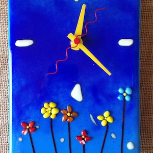 Blue Northern Fused Glass Wall Clock