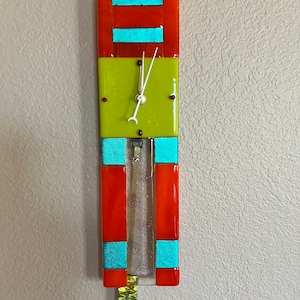 Fiesta Pendulum Fused Glass Wall Clock