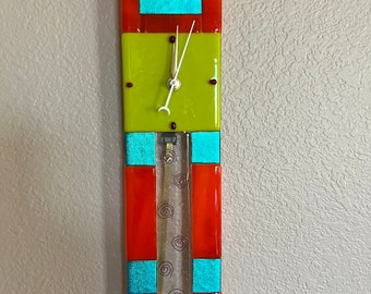 Fiesta Pendulum Fused Glass Wall Clock