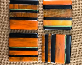 Tri-Colored Fused Glass Coasters