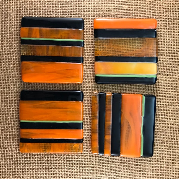 Tri-Colored Fused Glass Coasters