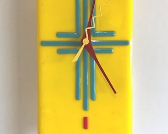 Zia Sun Fused Glass Wall Clock