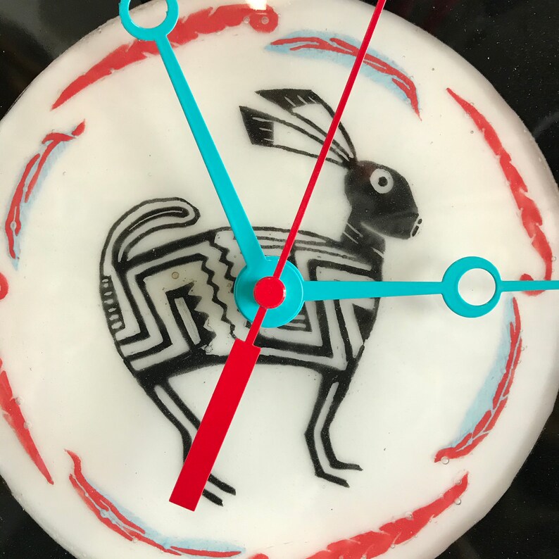 Mimbres Rabbit Fused Glass Wall Clock - Etsy UK