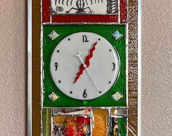 Alpine Stained Glass Pendulum Wall Clock