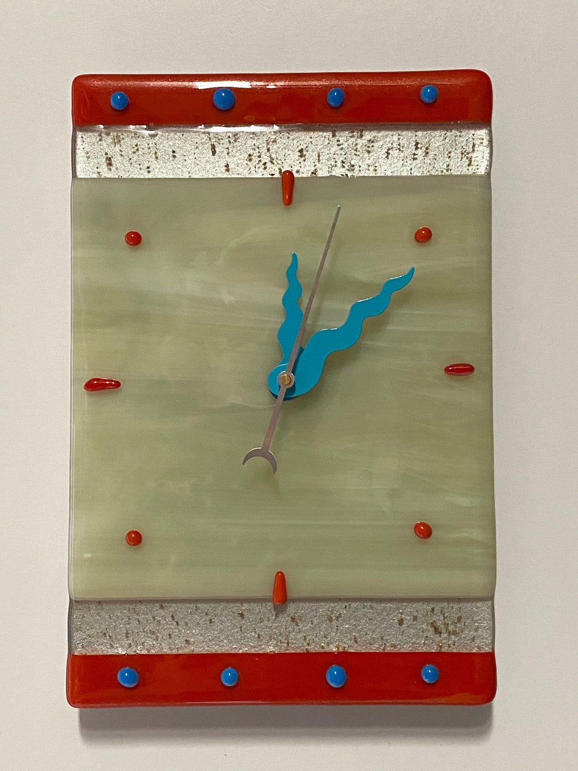 Fused Glass Wall Clock Etsy