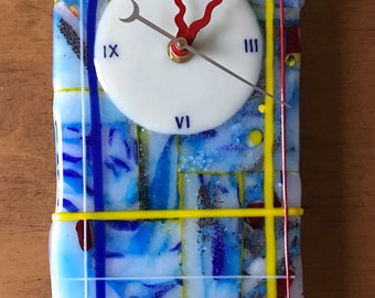 Tidal Pool Fused Glass Wall Clock