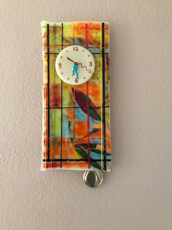 Tiffany Pendulum Glass Wall Clock - Glass Wall Clock With Pendulum Tiffany Pendulum Glass Wall Clock - Glass Wall Clock With Pendulum