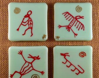 Utah Petroglyph Fused Glass Coasters