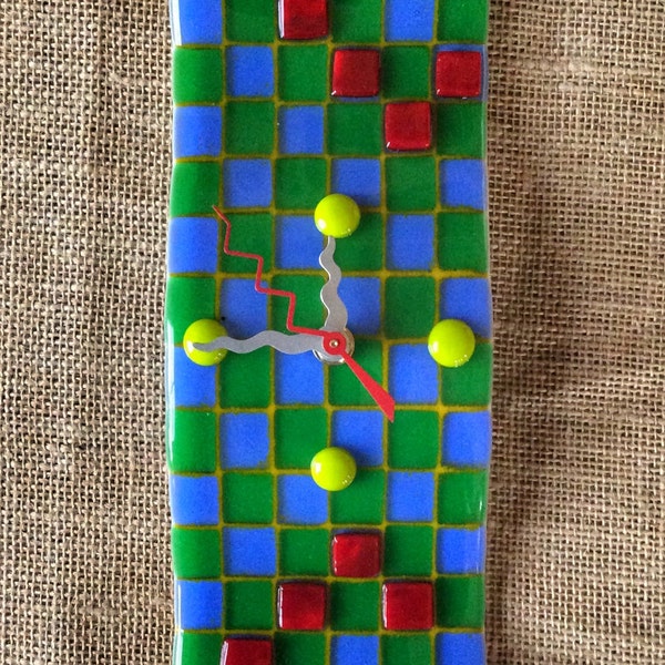 Mosaic Glass Wall Clock Etsy