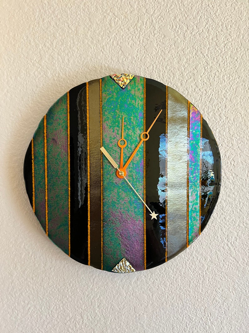 Sonoita Fused Glass Wall Clock image 1