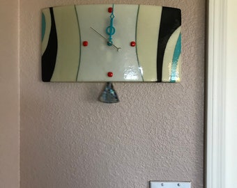 Sedona Fused Glass Pendulum Wall Clock