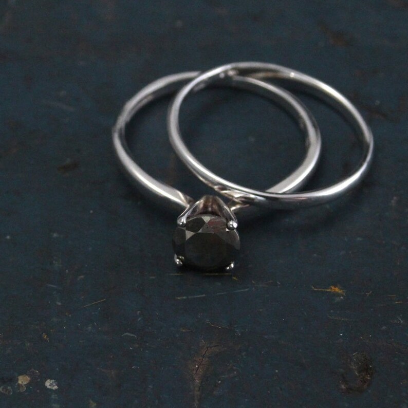 Pyrite Engagement Set--Pyrite Bridal Set~Alternative Diamond~Alternative Engagement Ring~Fool/'s Gold Ring~Full Cut Pyrite Ring~Unique Ring