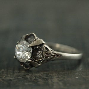SALE Floral Engagement Ring~Antique Style Ring~Vintage Style Ring~Flower Ring~Silver Engagement Ring~Promise Ring~La France Valentines Day