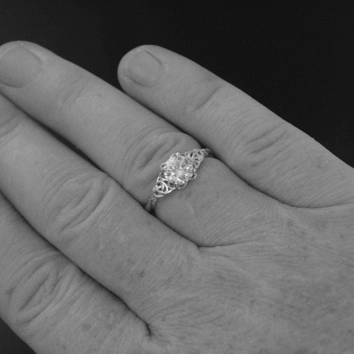 Celtic Engagement Ring White Gold Solitaire Celtic Knot Ring Etsy