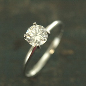 14K White Gold Solitaire~4 Prong Solitaire~Gold Engagement Ring~Simple Engagement Ring~Simple Solitaire~White Gold Ring~Lab Grown Diamond