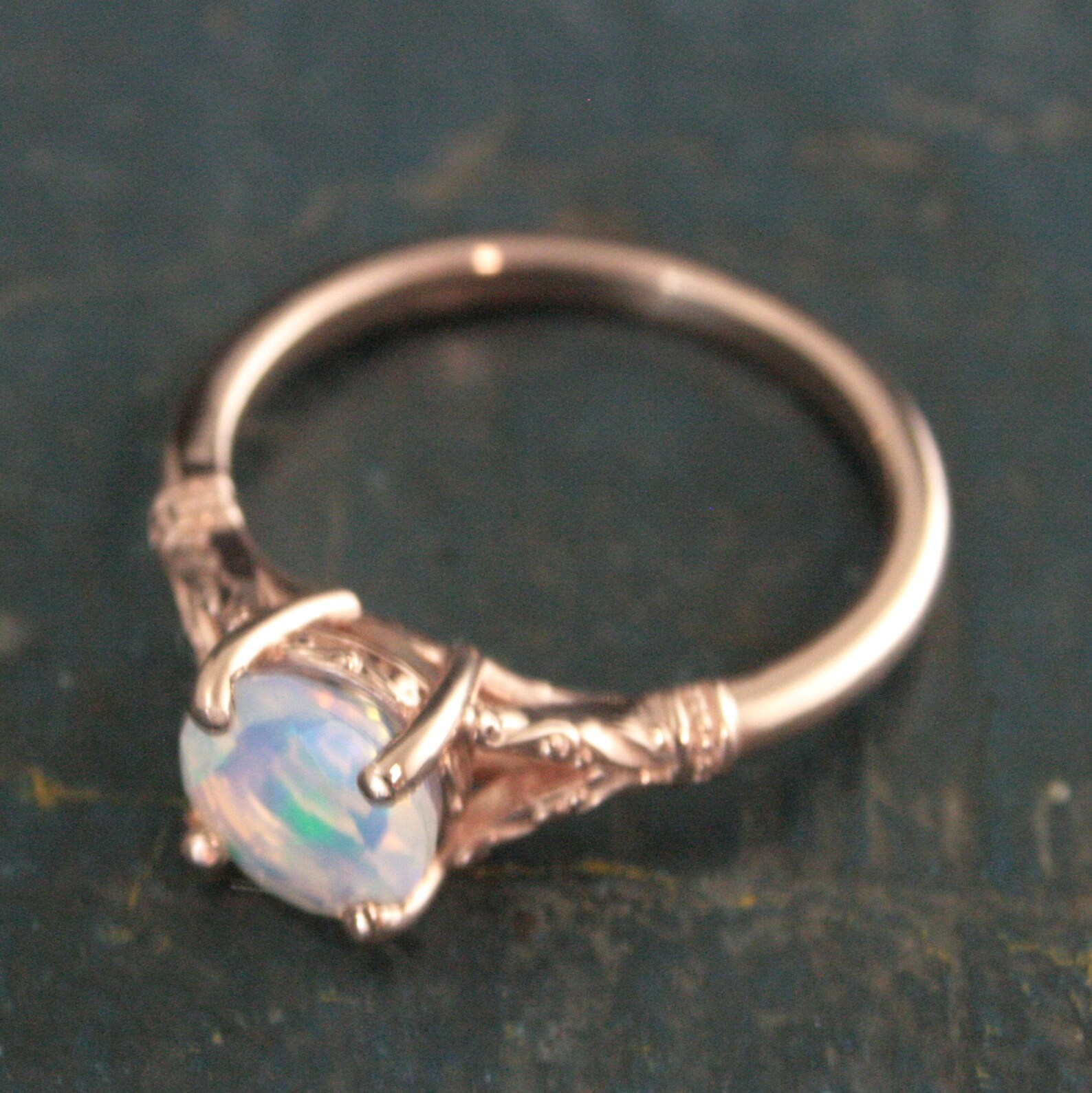 Opal Ring Rose Gold 7mm Full Cut Ethiopian Opal Elsa Split - Etsy