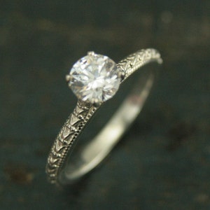 Silber Verlobungsring ~Antik Stil Ring~Vintage Stil Ring~CZ Verlobungsring~Moissanit Verlobungsring~Weißer Topas~Renaissance Romanze