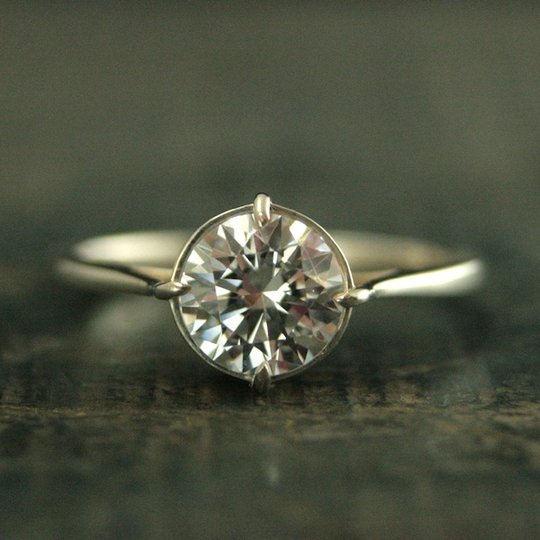 Elegant Cubic Zirconia Filigree Engagement Ring Sterling Silver Engagement Ring NSEW Prong Setting Antique Style Engagement Ring