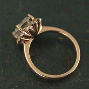 Asscher Cut Ring Halo Setting 14K Rose Gold Engagement Ring Forever One Moissanite Ring Diamond Ring One of a Kind Engagement Ring image 3