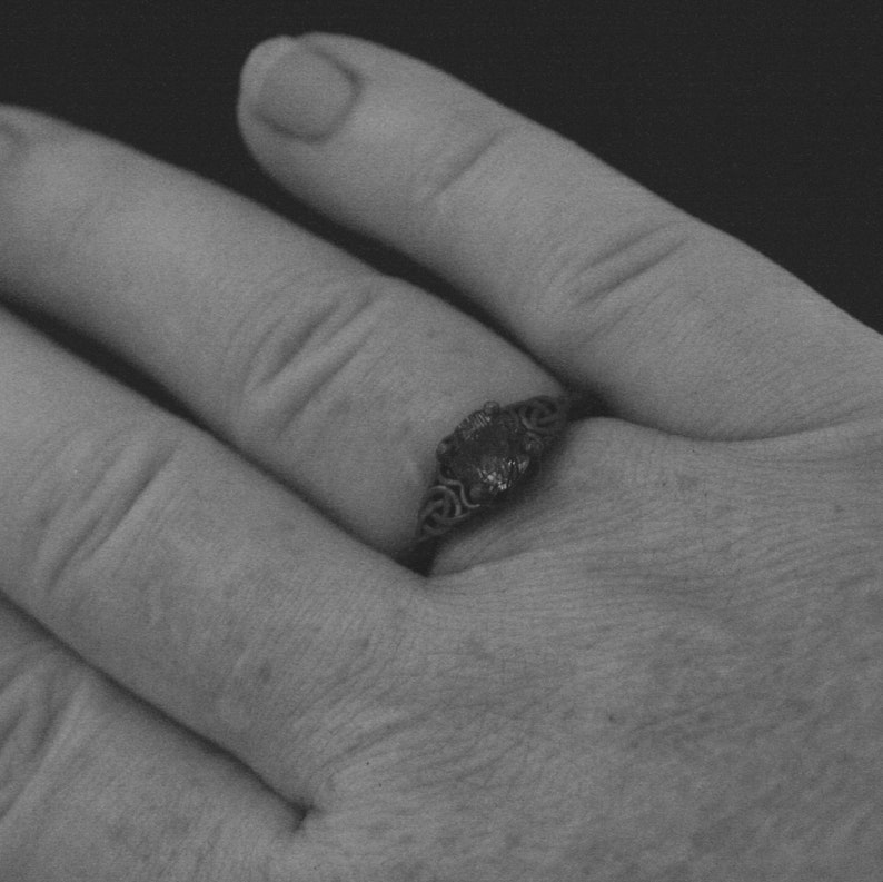 Black Tourmalinated Quartz Ring Celtic Ring Black Silver Ring Black Rutilated Quartz Ring Celtic Knot Ring Unique Engagement Ring image 5