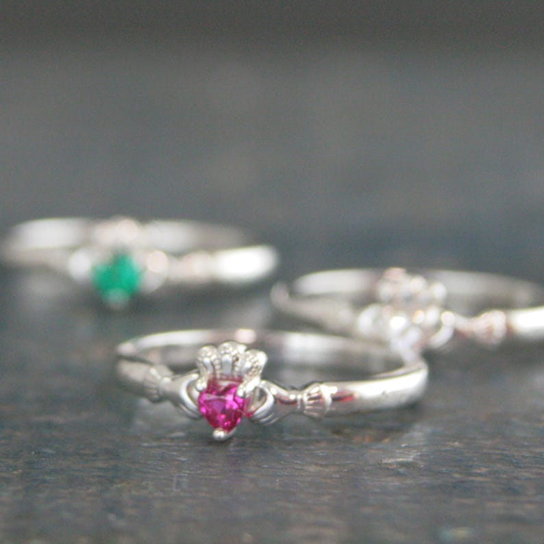 Ruby Claddagh Ring Tiny Heart Shaped Lab Grown Ruby Ring Irish Claddagh ...