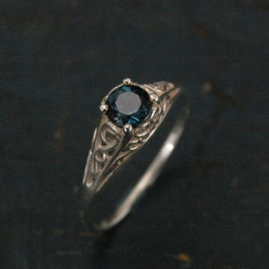 The Cinderella Ring with London Blue Topaz Antique Style Ring Unique Engagement Ring Teal Blue Stone Filigree Ring Vintage Style Ring