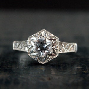 14k Yellow Gold Vintage Style Filigree Engagement Ring #105792