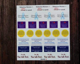 Selective Mutism/Social Anxiety Waterproof Vinyl Stickers